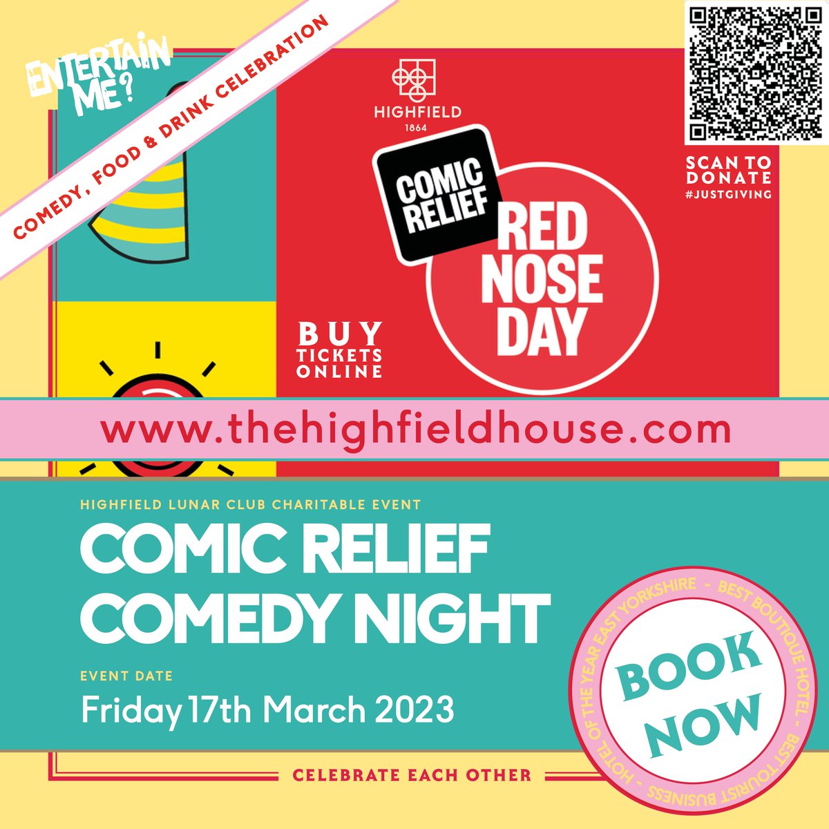 We’re having the best day ever for Red Nose Day An evening of comedy to celebrate the best of causes with the best of local comedians. Hosted by Gary Jennison. the line up includes Maff Brown, Hollie Noble, Rosie Francis, Carl Jones.