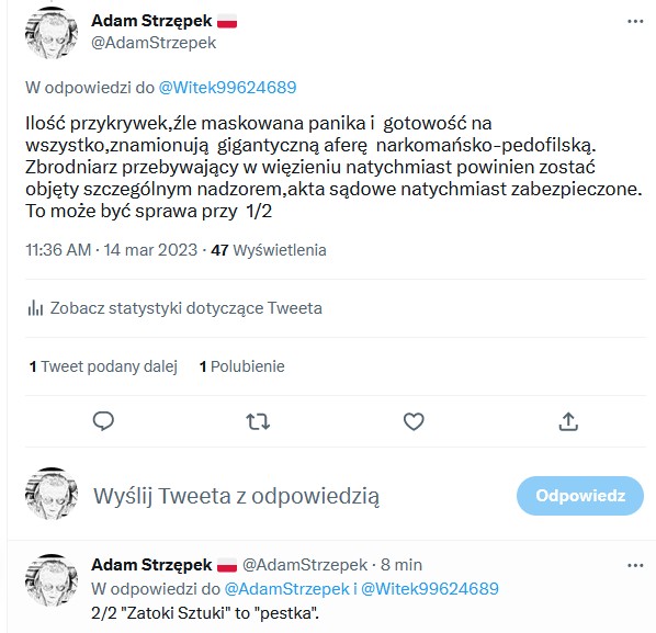 AdamStrzepek's tweet photo. @a_hrechorowicz @mastarosta #pedofilia #falinski https://t.co/I1tHSEPeep