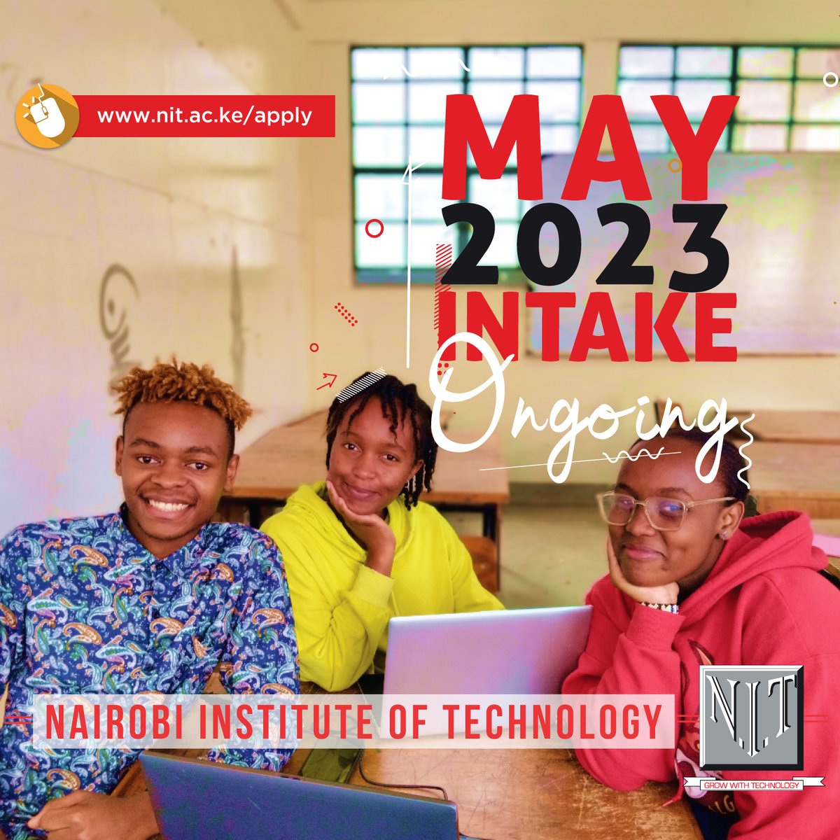 Have you heard? 👂
We are accepting applications for May 2023 intake. You DO NOT have to wait for May to apply. 

Apply NOW! 📞 0772113360/0773588187
✉️ info@nit.ac.ke
🌐 nit.ac.ke

#ExperienceNIT #certificatecourses 
#diplomacourses #collegesinkenya