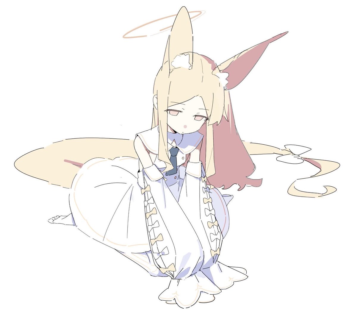 1girl solo animal ears long hair blonde hair dress fox ears  illustration images