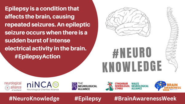 NINCA_NI's tweet photo. As part of #BrainAwarenessWeek we are focusing on different neurological conditions, some you may not know about. Do you know about #epilepsy @epilepsyaction #NeuroKnowledge https://t.co/p8VH0ObLni