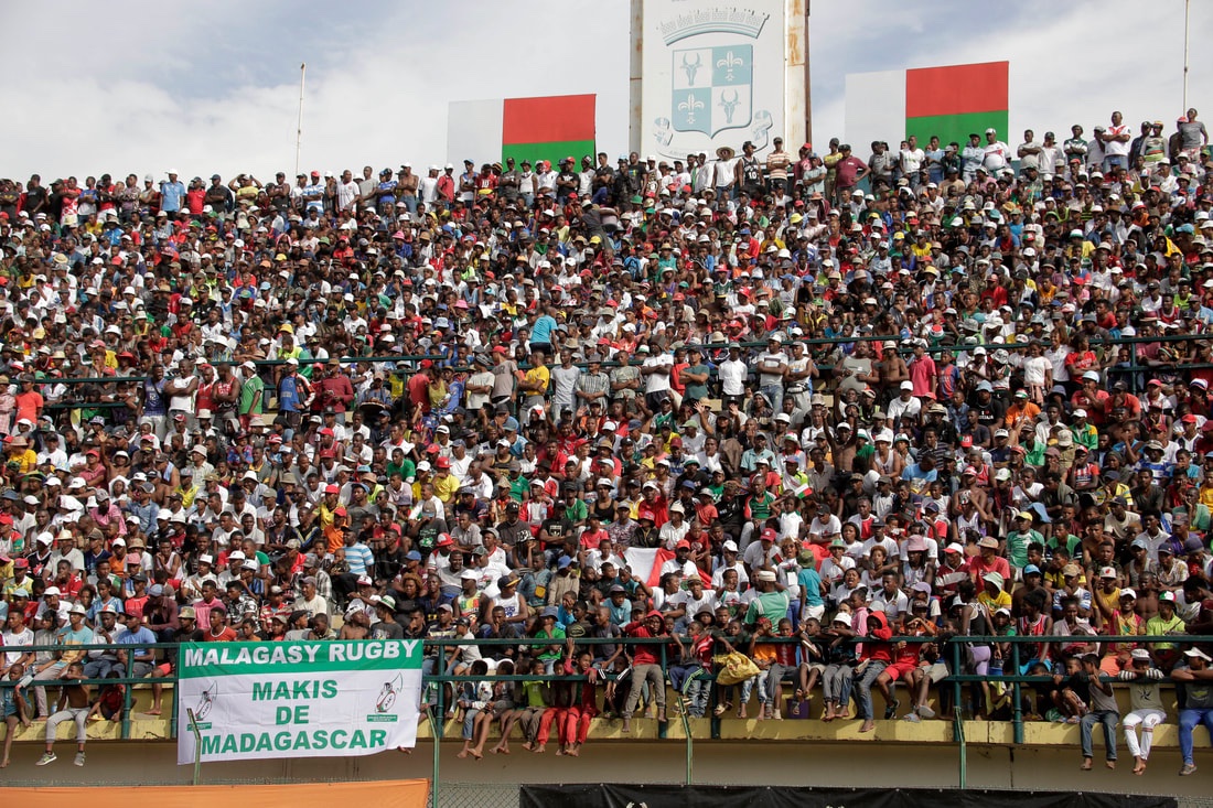 Madagascar has almost 100,000 registered rugby players male and female from 410 Rugby Clubs. Average attendance of 8,000 for the small games. Local derbies average 20,000 spectators and the national team games have reached 40,000 paid attendance.