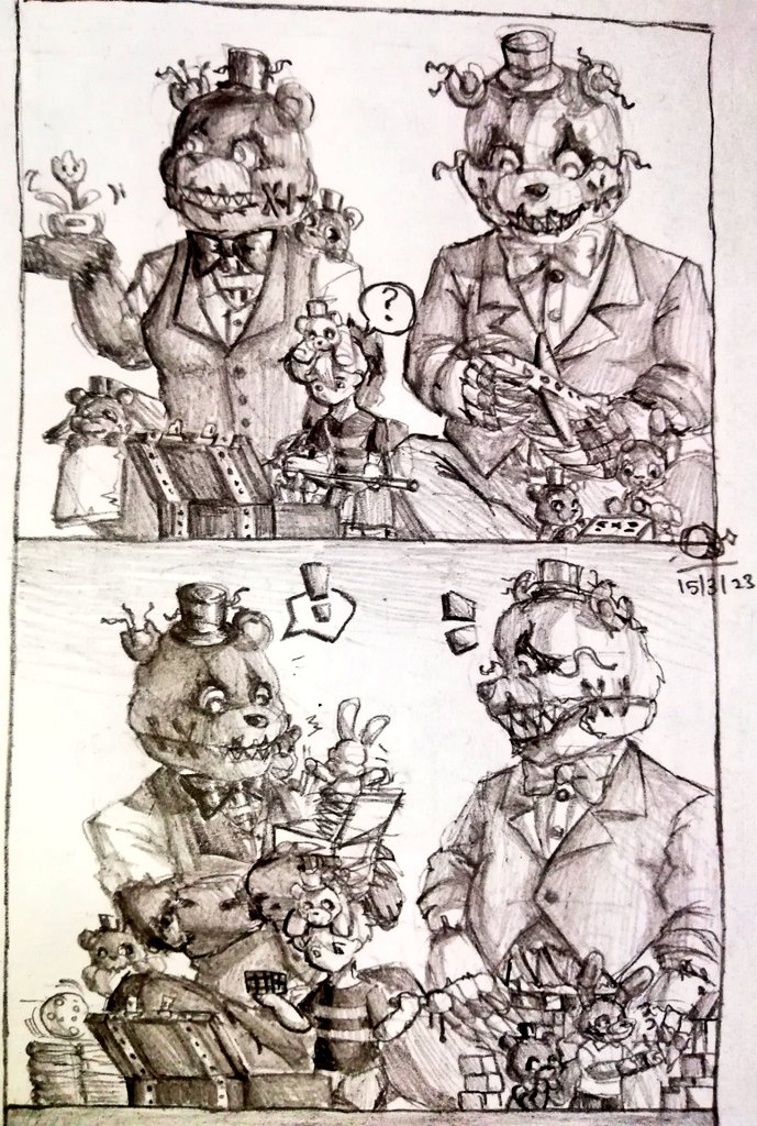 HMoon_LSun's tweet photo. Nightmare Fredbear: Can this box hold anything?
#FNAF #fnaf4 #evanafton
#nightmarefreddy #freddles
#nightmarefredbear #plushtrap https://t.co/r7mRQcMqxj