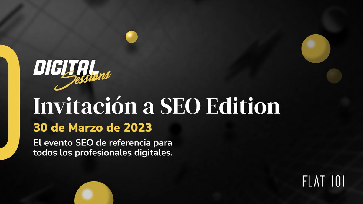 Ala, que nos hemos liado la manta a la cabeza a lo bestia...

Vuelven las Digital Sessions. El 30 de marzo tendremos una edición enfocada en #SEO. Es gratis y es una maravilla... ven 👉 landing.flat101.es/digital-sessio…

Un programa de lujo, directo al grano y 100% profesional.