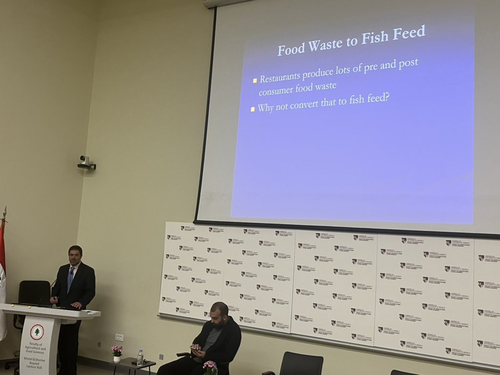Lilian Ghandour (@lilianghandour) on Twitter photo Happening now! Food waste to Fish Feed💡 a presentation by Dr Mohamad Abiad <a href="/dr_abiad/">Mohamad G Abiad</a> <a href="/AUB_FAFS/">AUB_FAFS</a> <a href="/AUB_Lebanon/">American University of Beirut</a> Happening now! Food waste to Fish Feed💡 a presentation by Dr Mohamad Abiad <a href="/dr_abiad/">Mohamad G Abiad</a> <a href="/AUB_FAFS/">AUB_FAFS</a> <a href="/AUB_Lebanon/">American University of Beirut</a>