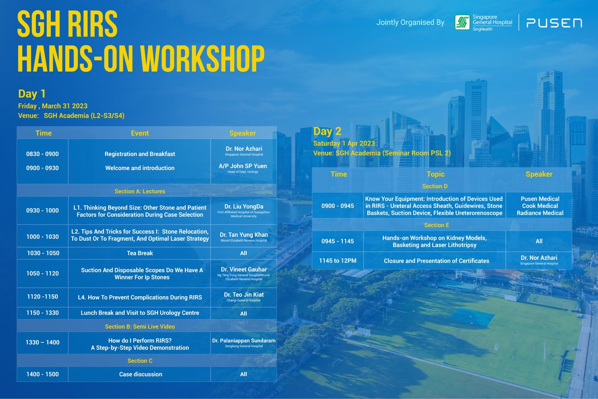 PusenMedical's tweet photo. The 2nd @mysgh SGH RIRS Hands-on Workshop is more popular than expected! Seats are just full now, see you all in Singapore! #RIRS #PUSEN #endoscopy #ureteroscope https://t.co/eV0CDw7gnP