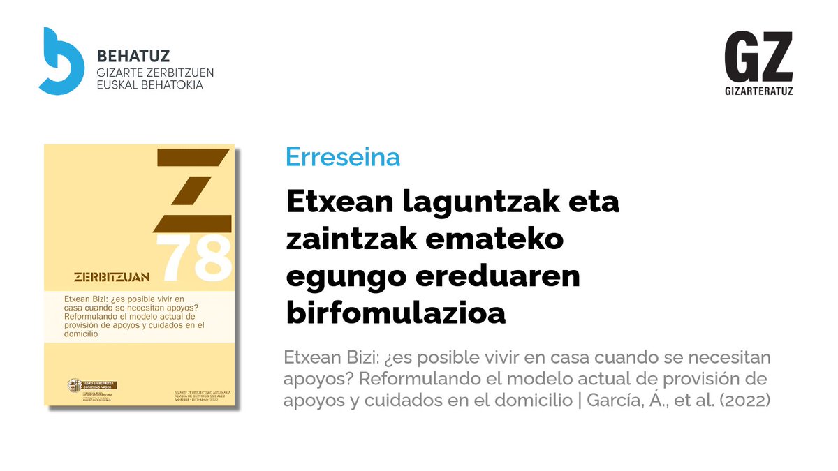 behatuz's tweet photo. Gipuzkoako hiru herritan #EtxeanBizi proiektuaren inplementazio-pilotuan lortutako emaitzak aztertzen dira artikulu honetan.

Egungo #zaintza-eredua birformulatzeko gakoak identifikatzea da helburua, zaintzak behar dituzten pertsonak etxean gera daitezen, hala nahi badute. https://t.co/M1ujX62xcY