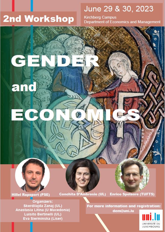 Dr. Eva Sierminska (@esiermin) on Twitter photo Call for submissions! 2nd Gender and Econ workshop in Luxembourg. Send to dem@uni.lu before March 31, 2023. Write Submission to Gender and Economics as subject of the email. Young scholars particularly encouraged. Call for submissions! 2nd Gender and Econ workshop in Luxembourg. Send to dem@uni.lu before March 31, 2023. Write Submission to Gender and Economics as subject of the email. Young scholars particularly encouraged.