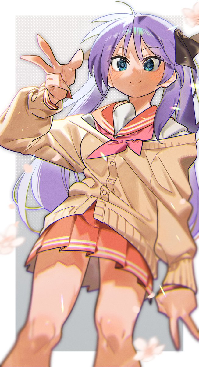 hiiragi kagami 1girl solo ryouou school uniform school uniform long hair skirt purple hair  illustration images