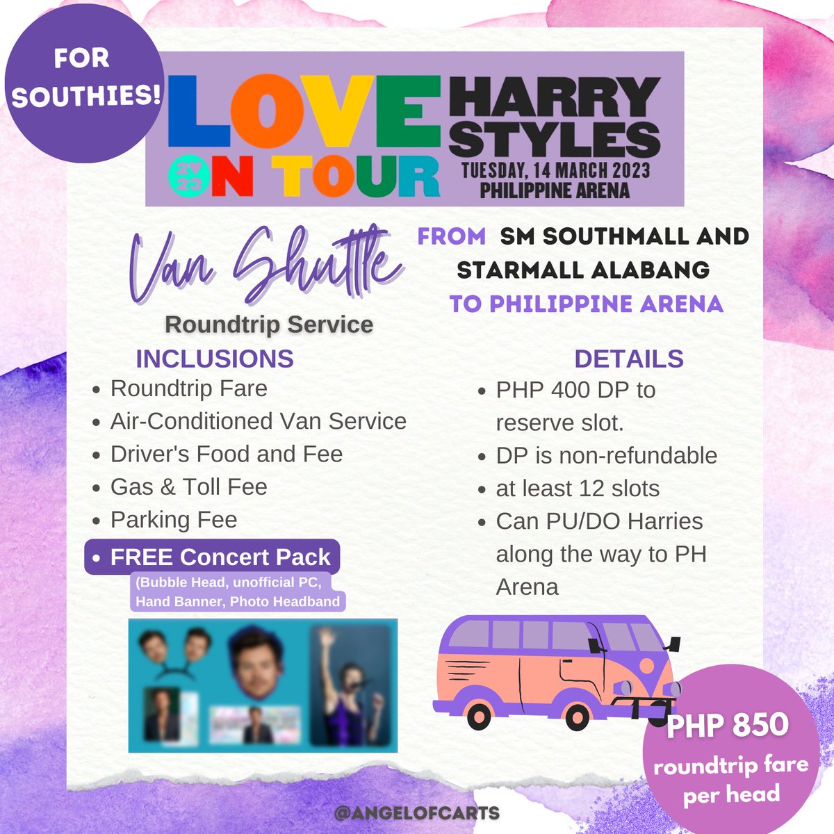 angelofcarts's tweet photo. Thank you so muuuch for trusting me 💜 Had so much fun preparing our concert pack freebies too!

Hope everyone enjoyed the con! ✨

✅ Van Service for HSLOT Manila (Bulacan) https://t.co/FA8RTfr4lv