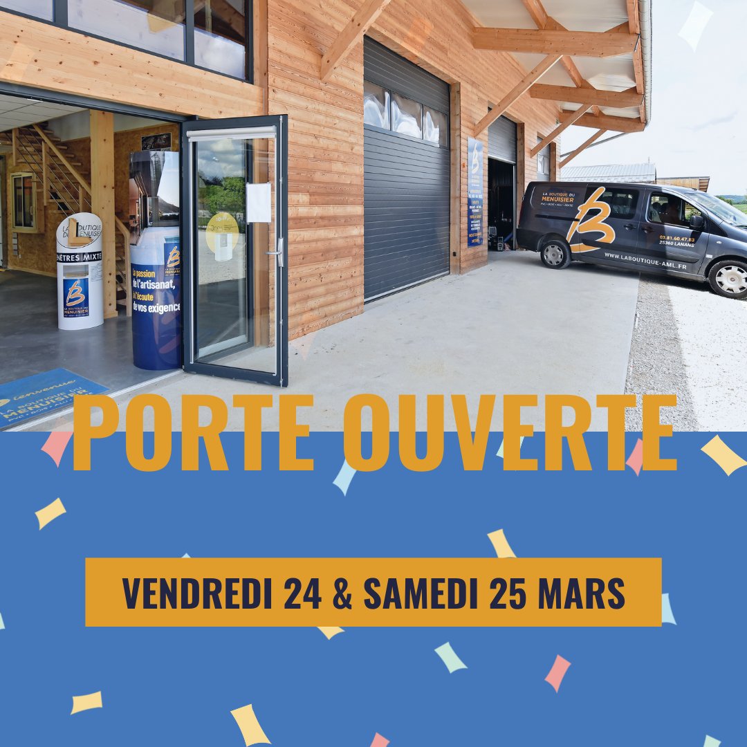 AML25360's tweet photo. #PORTESOUVERTES 🎉

Nous sommes heureux de vous inviter à nous retrouver le 24 et 25 mars à #Lanans dans notre salle d'exposition pour nos portes ouvertes et par la même occasion nos #10ans ! 👋

📩 contact@laboutique-aml.fr ou par 📞 03 81 60 47 83 pour toutes vos questions ! https://t.co/5FJ09KG3Zt