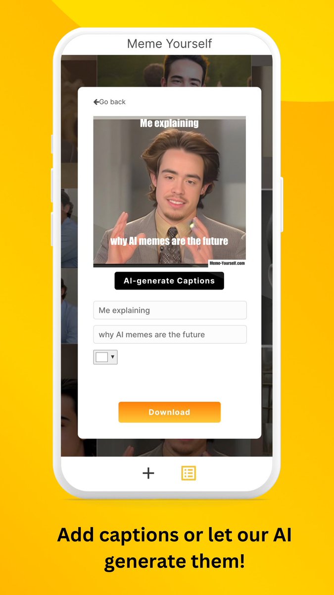 nllorenz's tweet image. Fun project I’ve been working on: meme-yourself.com
Custom AI-generated Memes with your face + AI-generated Captions 🤣