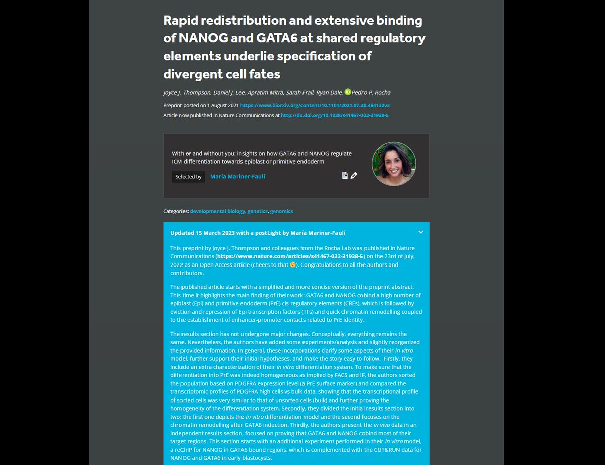 preLights's tweet photo. .@Maria_Mariner_ #RadaIglesiasLab has uploaded a #postLight!
She revisits work from @JoyceJ_Thompson, @Nuclear_Rocha & team posted on #bioRxiv in August 2021 and published @NatureComms in July, 2022.
👉 https://t.co/0p1FahZz2a
postLight = from #preprint to #PeerReviewedPaper🛣️ https://t.co/T8eYwidxB6