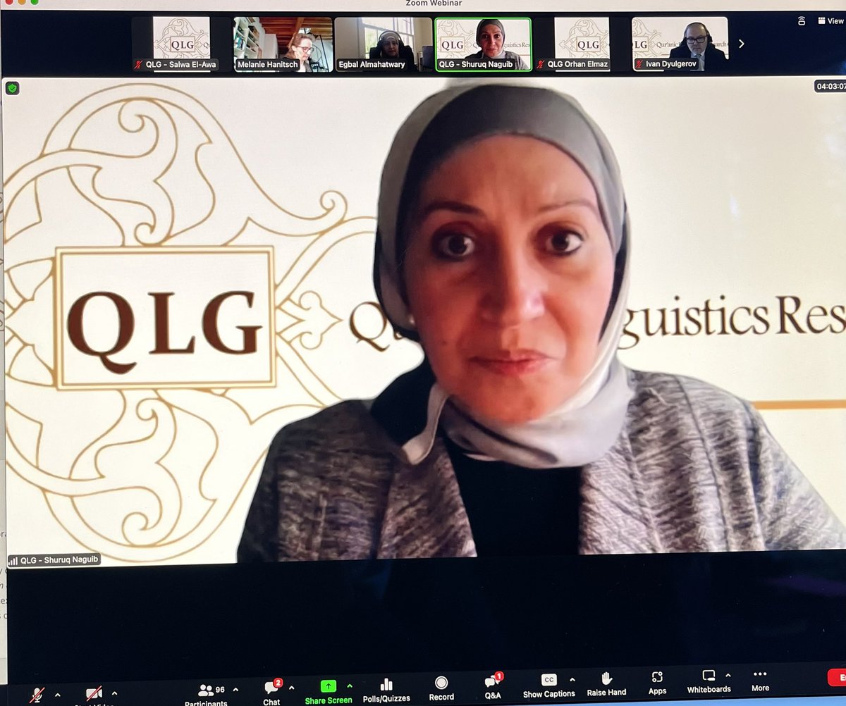 Dr <a href="/ShuruqNaguib/">Shuruq Naguib</a> from <a href="/LancasterUni/">Lancaster University</a> chairing the Grammar and Syntax in #Quran and #Tafsir panel at #QLG’s #conference hosted by <a href="/SwanseaUni/">Swansea University</a> <a href="/Swansea_AppLing/">SU Applied Linguistics</a> <a href="/SwanseaUni_LTI/">Swansea Uni: MFL, Translation and Interpreting</a> <a href="/SUCulture_Comm/">School of Culture and Communication</a> <a href="/elole17/">Orhan Elmaz</a> <a href="/BATArabic/">ArabicBATA</a> <a href="/SARG_Swansea/">SARG</a> #Quran #quranicstudies #الدراسات_القرآنية #Arabic