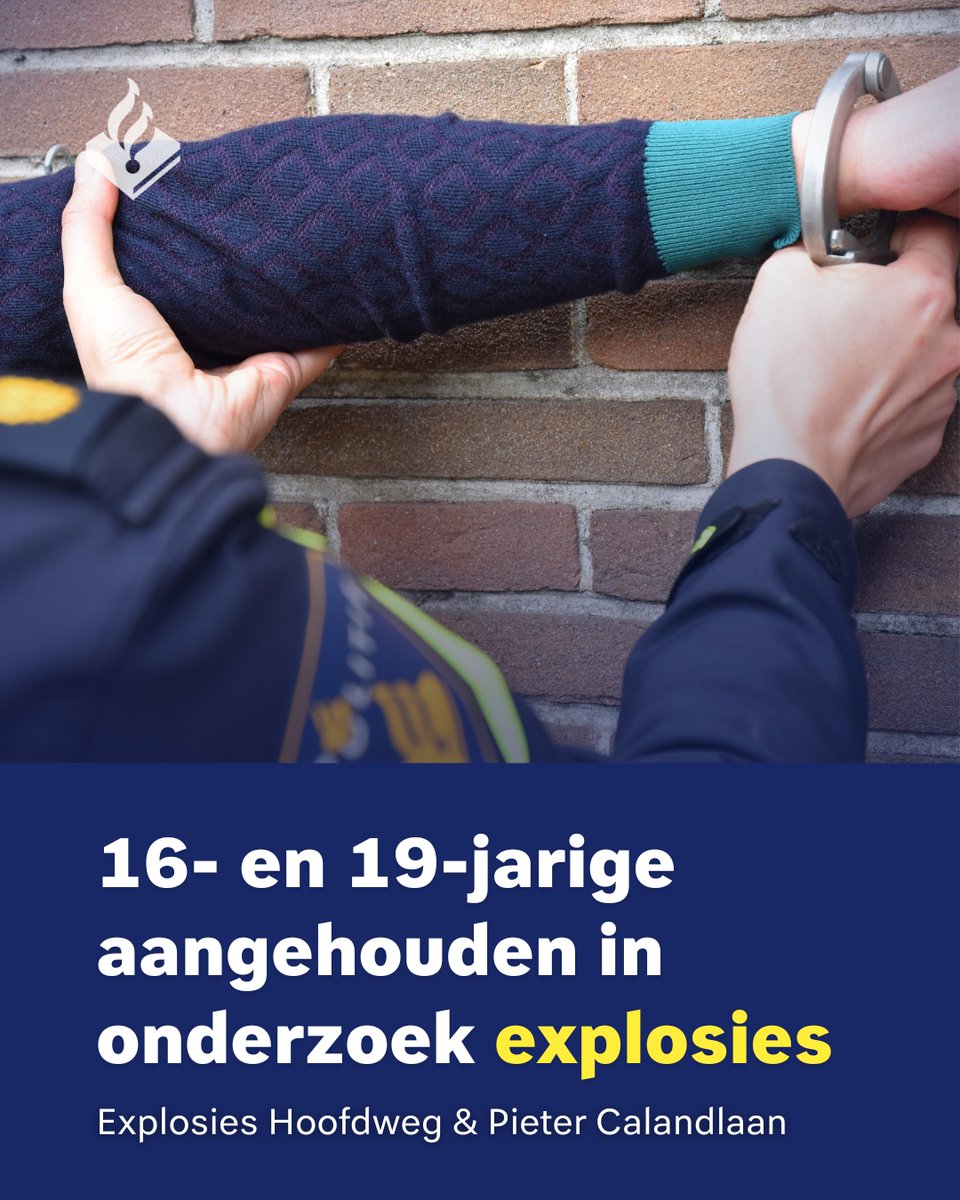 De recherche heeft gisteren twee jonge verdachten aangehouden op verdenking van betrokkenheid bij twee afzonderlijke explosies in Amsterdam vorig jaar op de Hoofdweg en de Pieter Calandlaan