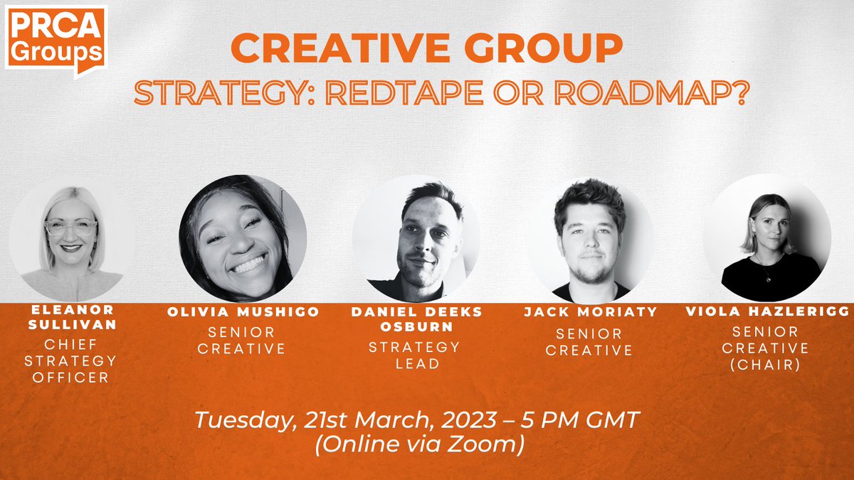 Uncover the best (&amp; worst!) practice examples of creatives working with their strategic counterparts in the next Creative Group event.

🎙️<a href="/oliviaa_mushigo/">Olivia</a>
🎙️<a href="/HKStrategies/">Hill & Knowlton</a>' Eleanor Sullivan
🎙️<a href="/dan_osburn/">Daniel Deeks-Osburn</a>
🎙️<a href="/HelloRomans/">THE ROMANS</a>''Jack Moriarty &amp; <a href="/violahazlerigg/">Viola Hazlerigg</a>

👉 ow.ly/lSm850NcgP3