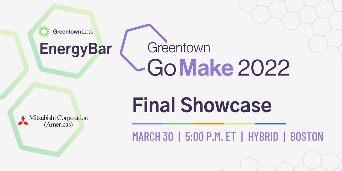 GreentownLabs's tweet photo. Join us at #GreentownBOS on March 30 with Mitsubishi Corporation (Americas) and the M-Lab Companies for an #EnergyBar focused on the #GoMake2022 startup cohort’s innovative manufacturing solutions and the progress they’ve made throughout the program! https://t.co/a4tWgPPQvx https://t.co/i2ySf3BFaz