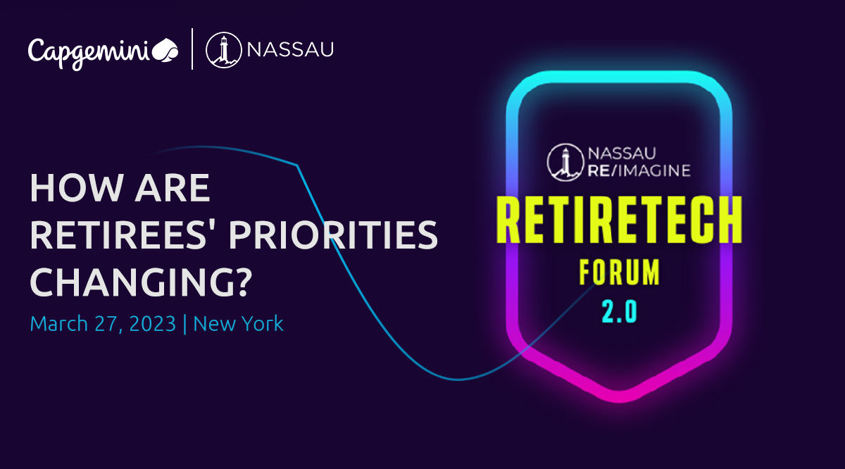 Capgemini_ins's tweet photo. Are you ready for Nassau Re/Imagine's #Retiretech Forum 2.0, March 27 in NYC?

Join our presentation: "State of Innovation in Insurance and the Mind of the Retiree" for some of the most important #insurance trends going into 2023.

Sign up now! https://t.co/vzwqznOQrI https://t.co/U9b9SK1G67