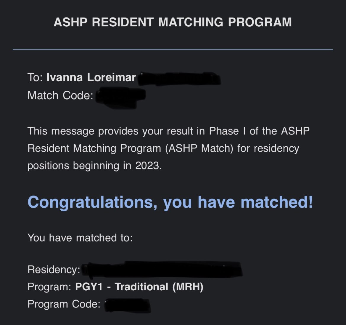 I matched!! 😭✨

Can’t believe I’m going to be a resident in a few months 

#matchday2023 #TwitteRx