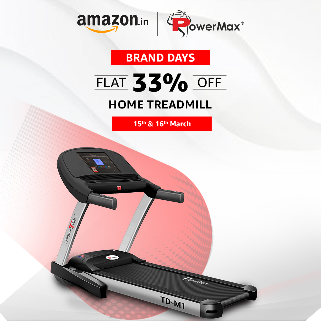 amazonIN's tweet image. Bring fitness to your home

Powermax Brand Days is live now
Flat 33% off
Grab great deals &amp;amp; discounts on treadmills
Only on 15th &amp;amp; 16th March&apos;23

#Powermax #Branddays #Powermaxbranddays #Powermaxtreadmills #Treadmills #exerciseandfitness #fitness #fitforlife #dealoftheday #offers
