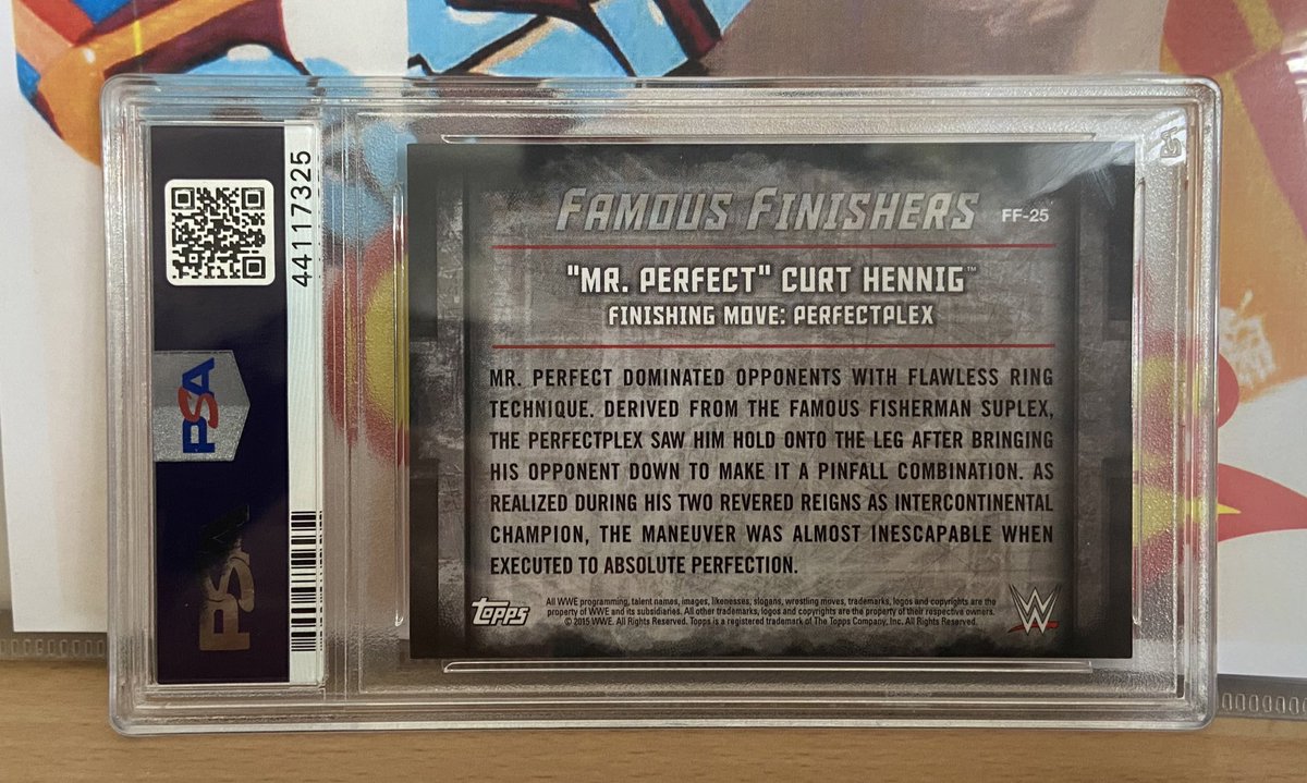 ColossusNick's tweet photo. Latest addition to the Mr Perfect collection
@Topps 2015 Undisputed Famous Finishers โMr Perfectโ Curt Hennig - Perfect Plex 66/99 PSA 8
My favourite wrestler doing my favourite finisher.
#AbsolutelyPerfect ๐๐ป๐
#WrestlingCardWednesday https://t.co/NS6FUAIdGP