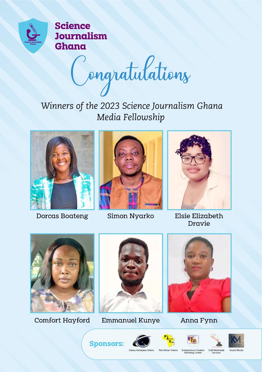 jessica_ahedor's tweet photo. Congratulation to the winners of the Science Journalism Ghana Media Fellowship!
#sciencejournalismghana
#simplifyingeverydayscience
#galaxyaerospaceghana
#journalism
#media
#ScienceMagArchives https://t.co/dMPjYbsSWh
