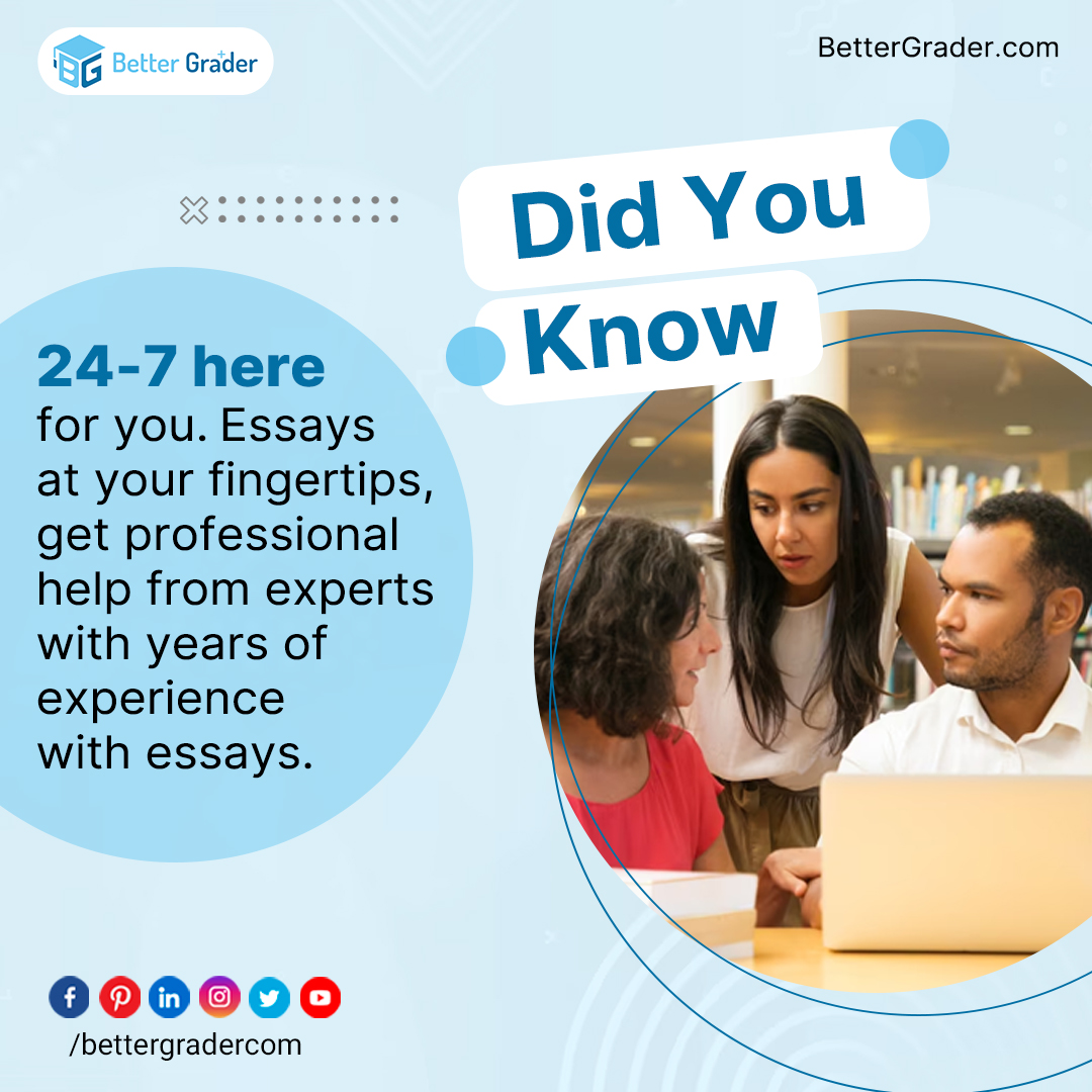 bettergradercom's tweet image. Expert help is just a click away. Available 24x7.
#essayhelp #essaywritinghelp #assignmenthelp