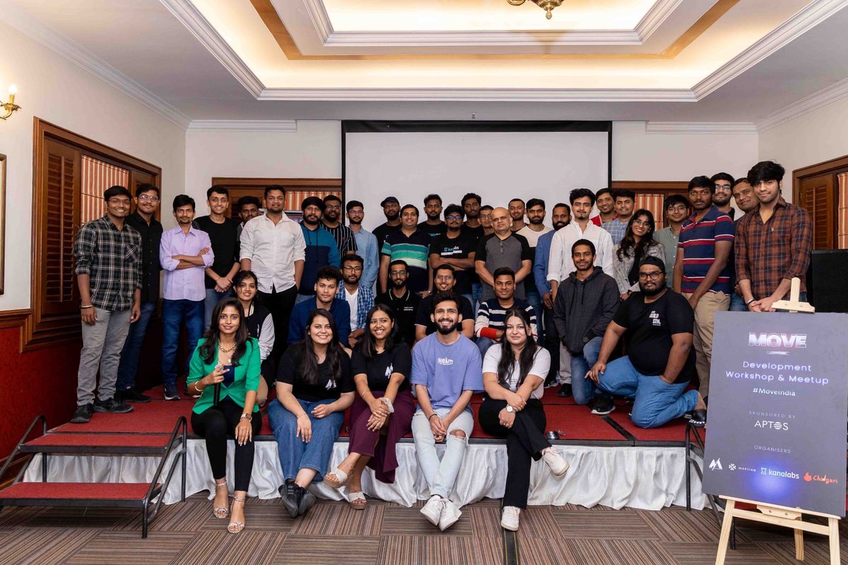 Move Developers DAO (MDD) (@movebuilders) on Twitter photo GM MOVEers!
Here are the glimpses of the second edition of #MoveIndia event. We proudly hosted 70+ builders who attended the #MoveLang development workshop in partnership with <a href="/Aptos_Network/">Aptos Network (has moved to Aptos!)</a> 🥳 GM MOVEers!
Here are the glimpses of the second edition of #MoveIndia event. We proudly hosted 70+ builders who attended the #MoveLang development workshop in partnership with <a href="/Aptos_Network/">Aptos Network (has moved to Aptos!)</a> 🥳