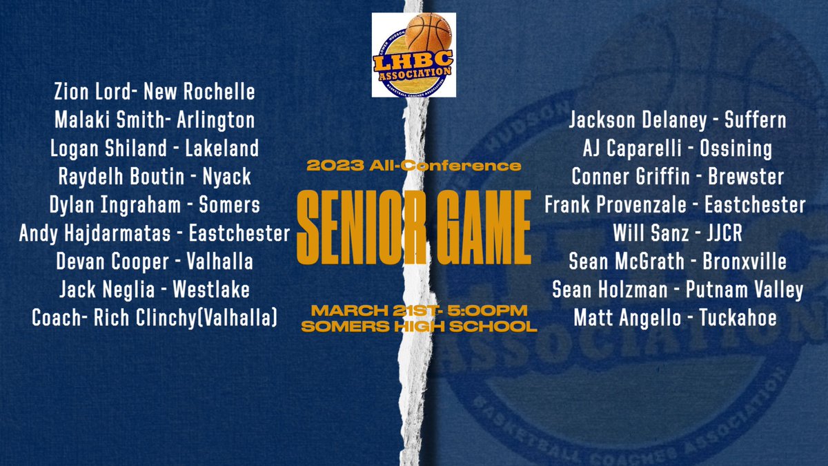 Next Tuesday, March 21st-  Somers will host our annual Senior games. All-Conference game will tip at 5:00 with the All-Section game at 6:30. Always a great way to end the season, come out and show support! <a href="/lohudsports/">lohud sports</a> <a href="/1NYPhotographer/">Lonnie Webb</a> <a href="/DirectRays/">Ray Gallagher 🇺🇸</a> <a href="/KDJmedia1/">Kevin Devaney Jr.</a> <a href="/hoopsmbd/">Mike Dougherty</a>
