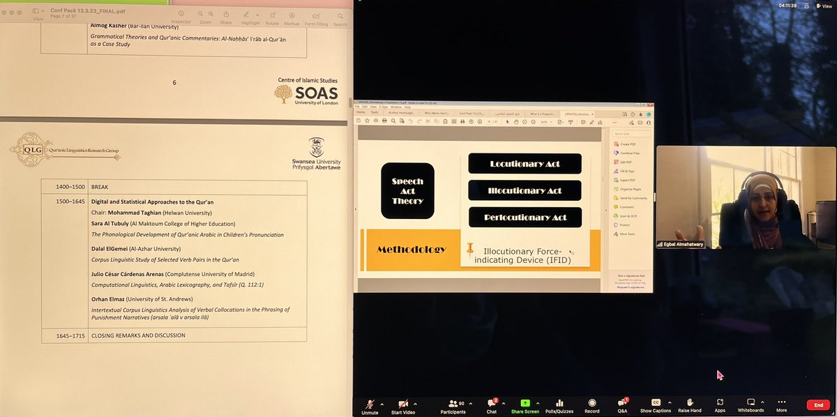 Hosted by <a href="/SwanseaUni/">Swansea University</a> in collaboration w @CIS <a href="/SOAS/">SOAS University of London</a>,  Dr Egbal Almahatwary of <a href="/EmoryUniversity/">Emory University</a> discusses #SpeechActs #theory in relation to #Arabic #grammar and meaning at #QLG Inaugural #International #conference 2023.
