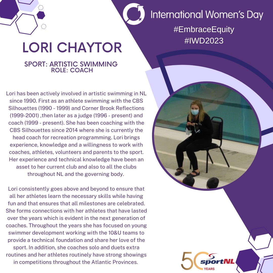 sportnl's tweet photo. Thank you to everyone who contributed to our #IWD2023 celebration, what a great week! Our last highlight this year is @NLartisticswim . Lori, Catherine, and Denise thank you for going above and beyond for your sport!
#IWD2023
#EmbraceEquity https://t.co/cwpH3L5LCn
