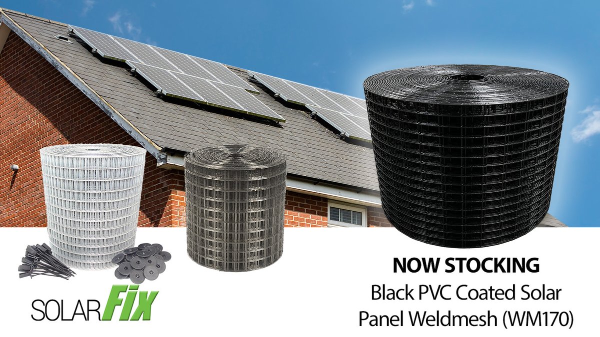 PestFix's tweet image. In stock and ready to dispatch 🚚 Black PVC Coated Galvanised Solar Panel Mesh WM170 [12.5mmx25mm mesh on a 200mm x 30m roll]
Contact your account manager today for pricing 01903 538488 sales@pestfix.co.uk
#solarpanels #solarpanelprotection #solar #pigeonproofing #instock
