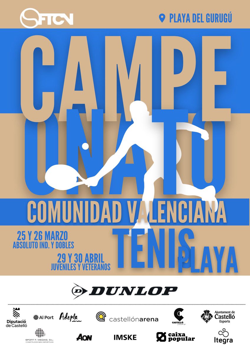 Este año organizamos el #campeonatoautonomico de #tenisplaya de la Comunidad Valenciana

Ven a ver los partidos con los mejores jugadores y jugadoras de nuestra Comunidad.
Te esperamos!!