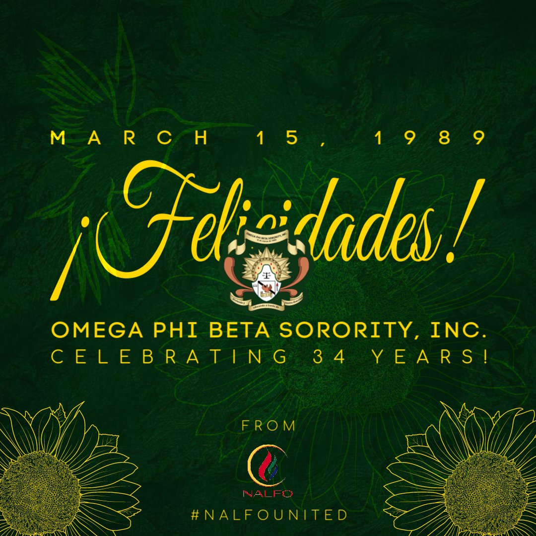 Happy Founders' Day to Omega Phi Beta Sorority, Inc.! #OPBSI was established on this day 34 years ago at the University at Albany, SUNY. Let's wish these Radiant Sisters a big congrats on their special day! 🌻💛💚
.
.
.
.
.
#NALFOUnited #LatinoGreeksUnited #OmegaPhiBeta #ΩΦΒ