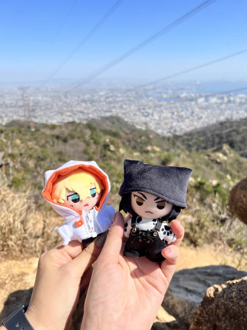 ハイキングのつもりが山登りしてたぬいちゃんたちも一緒に 