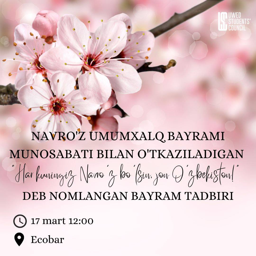 UwedSC's tweet photo. 🤗 Dear friends!

🌸 We invite you to celebrate Nowruz together with us on this Friday, March 17!

Festive atmosphere, the most delicious traditional meals and an amazing show will be waiting for you at 12 p.m. in Ecobar (Wi-Fi Zone)🌷

#NOWRUZ https://t.co/fLbBGVLGsp