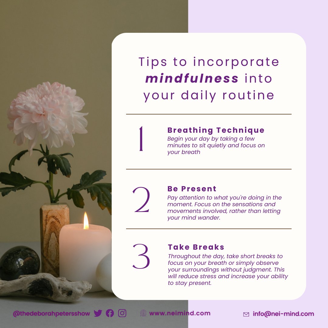 NEI4Change's tweet photo. Have you ever struggled to stay present at the moment? These tips can help! 🙌🏻
#Mindfulness #MindfulMarch #mindful #takeabreak https://t.co/DzUJGrjcLs