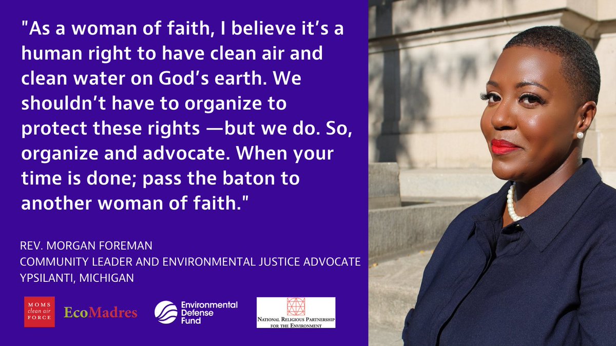 EcoMadres (@ecomadres_) on Twitter photo In this #Lent Season, we recognize <a href="/fwdwithforeman/">forwardwithforeman</a> who stands by her morals and faith to demand action to protect our planet for our generations.
READ the Open Letter: bit.ly/3xoGXFU
<a href="/NRPEorg/">National Religious Partnership for the Environment</a>, <a href="/ecomadres_/">EcoMadres</a>, <a href="/EnvDefenseFund/">EDF</a>, <a href="/MomsHealthEQ/">Almeta Cooper, National Manager for Health Justice</a>, <a href="/CleanAirMoms/">Moms Clean Air Force</a> In this #Lent Season, we recognize <a href="/fwdwithforeman/">forwardwithforeman</a> who stands by her morals and faith to demand action to protect our planet for our generations.
READ the Open Letter: bit.ly/3xoGXFU
<a href="/NRPEorg/">National Religious Partnership for the Environment</a>, <a href="/ecomadres_/">EcoMadres</a>, <a href="/EnvDefenseFund/">EDF</a>, <a href="/MomsHealthEQ/">Almeta Cooper, National Manager for Health Justice</a>, <a href="/CleanAirMoms/">Moms Clean Air Force</a>
