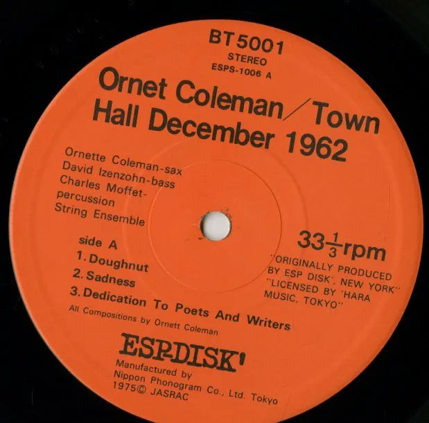 voxmusic_osaka on Twitter Coleman / Town Hall · 1962 (BT5001)】62年タウン・ホールでの実況録音。ベースと