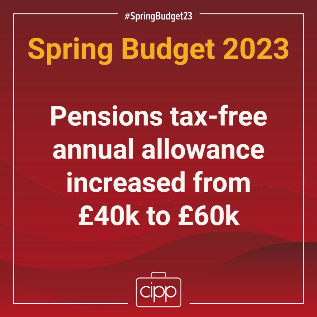 CIPP_UK's tweet photo. Budget update: Increase pensions annual tax free allowance, to £60,000.
#SpringBudget23 #Budget2023 #CIPP #BePayroll #PayrollCareers #CIPPPolicyTeam #BringingYouTheBudget https://t.co/gAuVvN5vW8