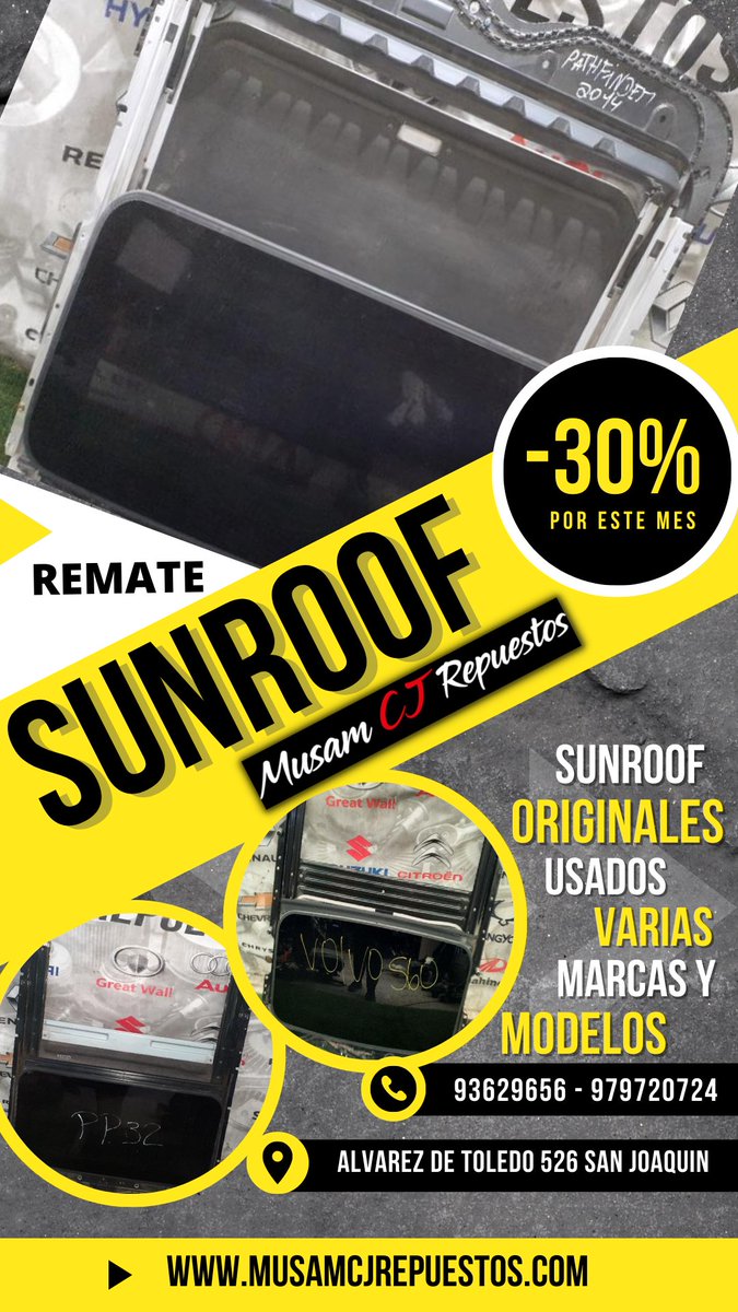 MusamCj's tweet photo. MUSAM CJ REPUESTOS 
DESARMADURIA MULTIMARCA CON + DE 7 AÑOS EN EL MERCADO 
SANTIAGO, COMUNA DE SAN JOAQUIN, ALVAREZ DE TOLEDO 526 
TLF: +56993629656 / +56979720724 
https://t.co/gsvBMlpORu
CON+DE 6000 REPUESTOS ORIGINALES
#FelizMiercoles #HugoGutierrez #Yañez #Haaland #hoy https://t.co/jpuWsaLKww