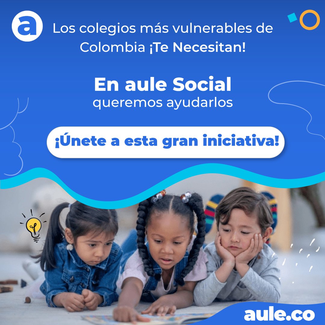 aulegroup's tweet photo. ¡Aule Social ya es una realidad! Nuestro objetivo es brindar una plataforma de primera categoría a los colegios y niños más vulnerables del país.
Ya inició nuestra campaña de patrocinio realiza tus aportes en el siguiente link:
https://t.co/BEYsLvmySc https://t.co/z6tv8OqlI4