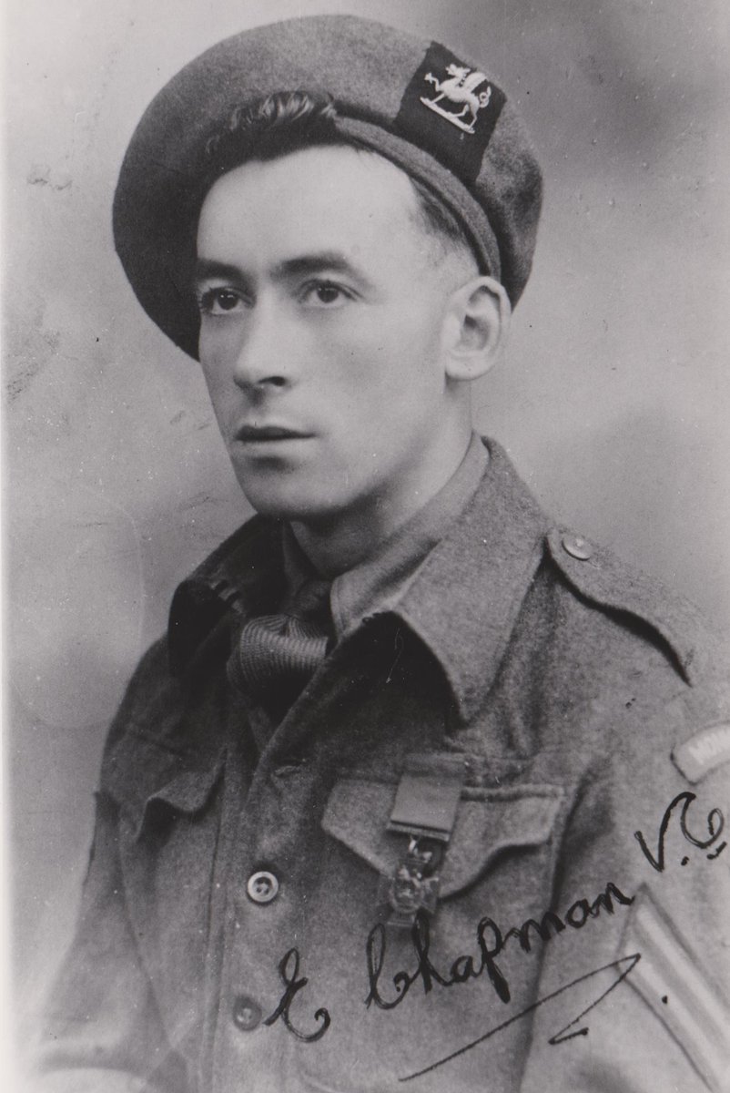 RW_Museum's tweet photo. #OTD 1945 Cpl Edward Chapman, 3rd Bn, Monmouthshire Reg, was cited for the Victoria Cross. He displayed “outstanding gallantry and superb courage” in single-handedly repulsing repeated German attacks and capturing a vital ridge . #WW2 #VC #collectioncloseup #museumwales #medal https://t.co/gwGaeS4UsM