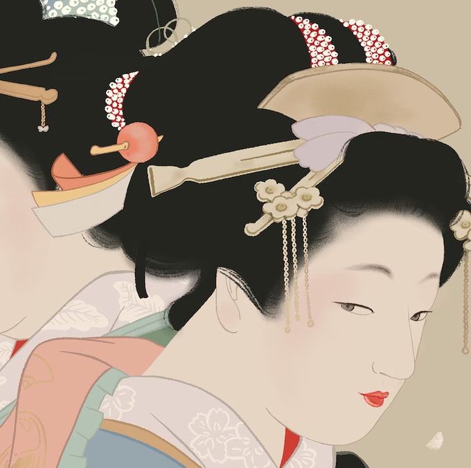 「kanzashi red lips」 illustration images(Latest)