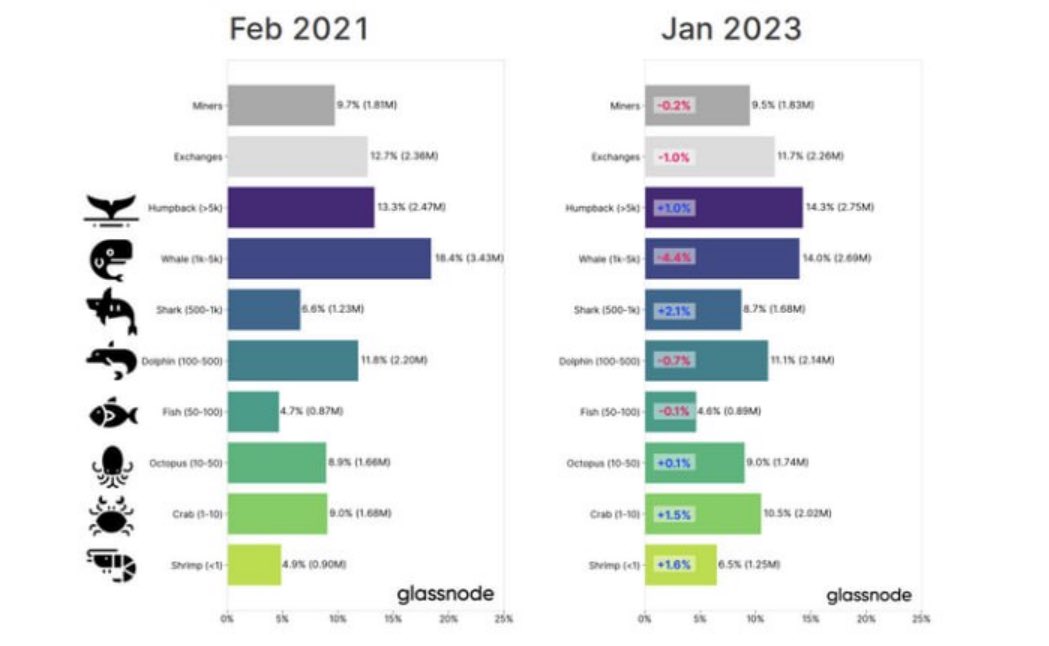 topnodeio's tweet photo. Changes in different types of BTC wallets (from whales to shrimps and miners) — Glassnode review https://t.co/Bw6k6BWNsj