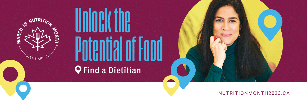 DietitiansCAN's tweet photo. Happy #DietitiansDay (March 15)! Today we celebrate dietitians as regulated health care professionals, committed to using their expertise and skills to unlock the potential of food for all Canadians. Learn more: https://t.co/luJ75OrH3Y #NutritionMonth #FindADietitian https://t.co/k3d9cD9OjI