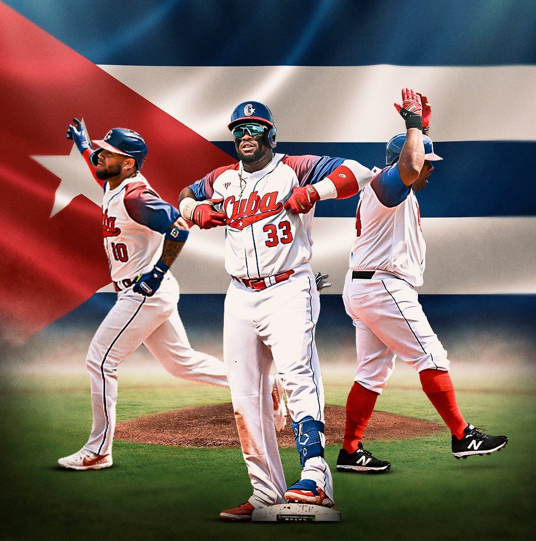 daguitovaldes's tweet photo. ¡CUBA A LAS SEMIFINALES!

🔴 #Oficial: El equipo CUBA está entre los cuatro grandes del Clásico Mundial de Béisbol 2023 y buscará el pase a la GRAN FINAL en Miami.

¡ASERE, SOMOS CUBA! ⚾🇨🇺 https://t.co/XcJ8qolcOj
