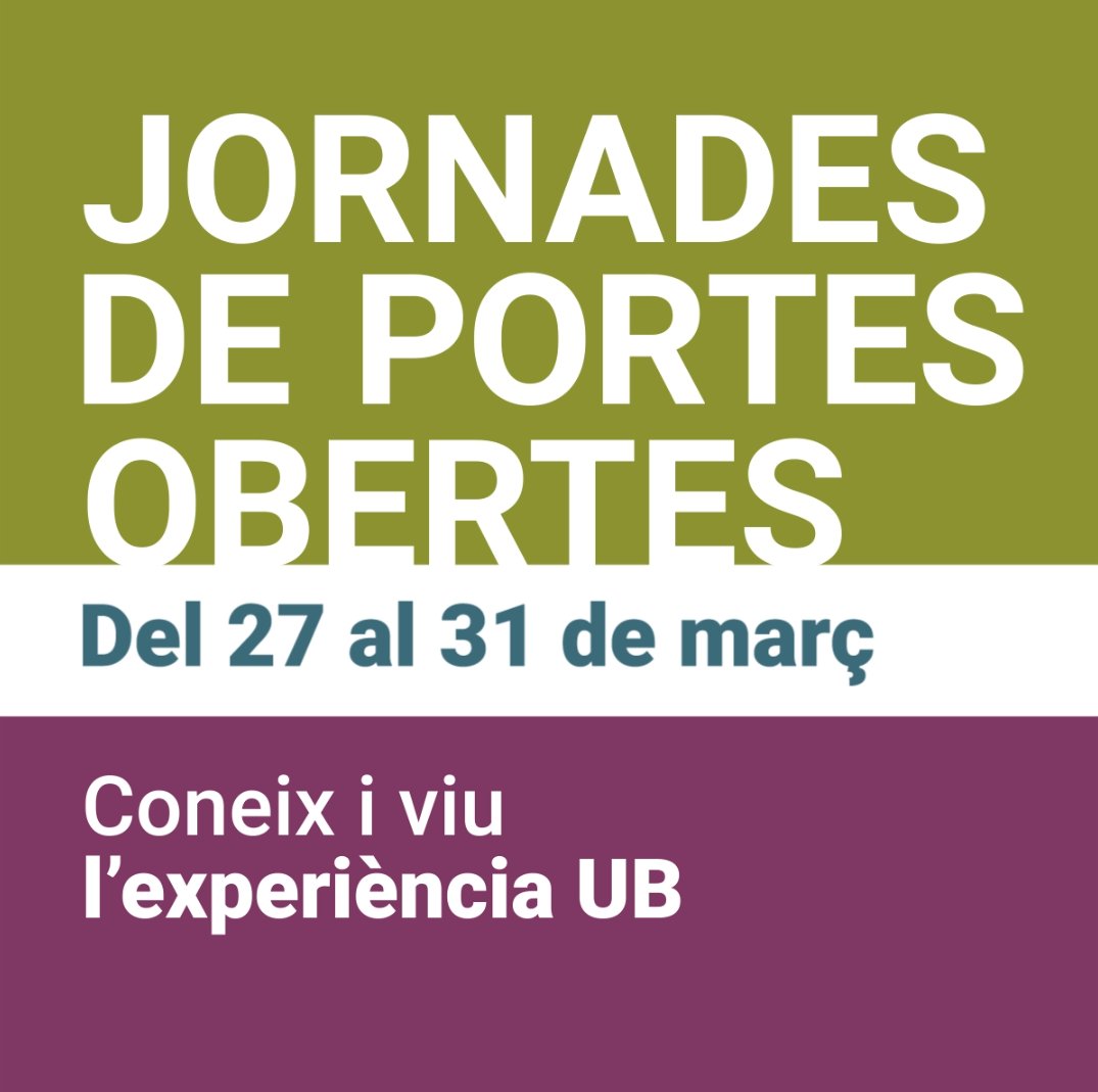 ubfacecoiempres's tweet photo. 👩🏾🏫Jornada de portes obertes a la #FEE! Coneix tota l'oferta formativa i les nostres instal·lacions:

🗓️29 de març, 10:00
📍Av. Diagonal, 690-696
🤓Vine a veure’ns i viu l’experiència UB!
🔗Més info: https://t.co/xQ3KvO9537

#JPOUB #Economia #Empresa #Estadística #Sociologia https://t.co/LxXHQYB8Pk