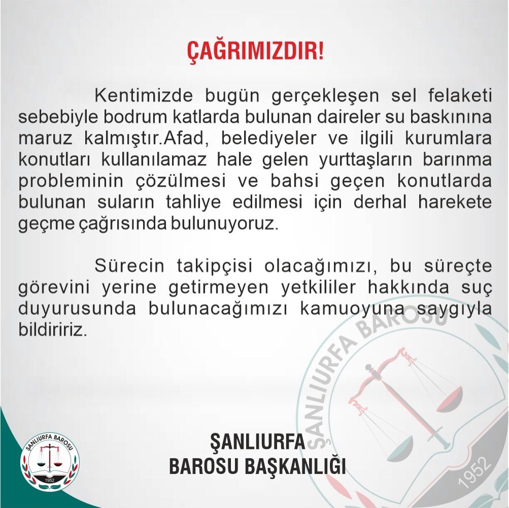 Şanlıurfa Barosu Başkanlığı tweet media