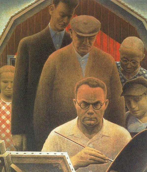 Grant_D_Wood's tweet image. Return From Bohemia, 1935 #wood #regionalism wikiart.org/en/grant-wood/…